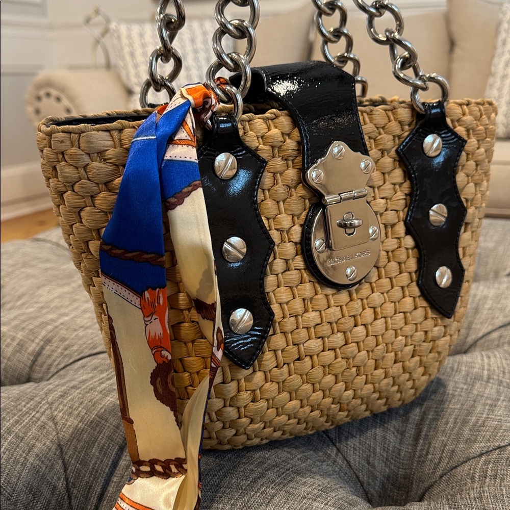 Michael Kors Santorini Natural Straw Tote - Picture 3 of 17